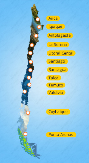 Mapa índice UV de Chile